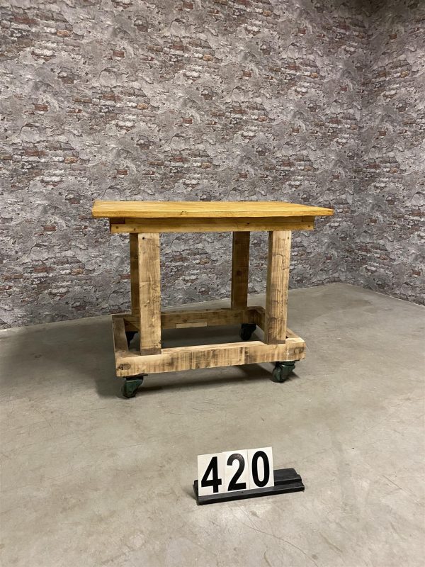 Vintage wooden table on wheels 420