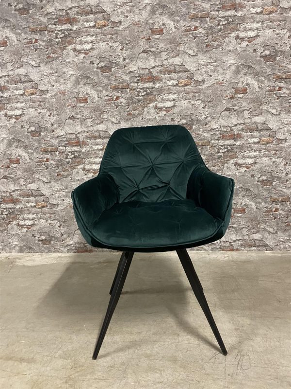 Velvet chair dark green swivel