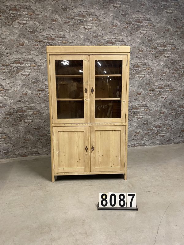 Antique pine Glass cabinet | Kitchen cabinet 8087