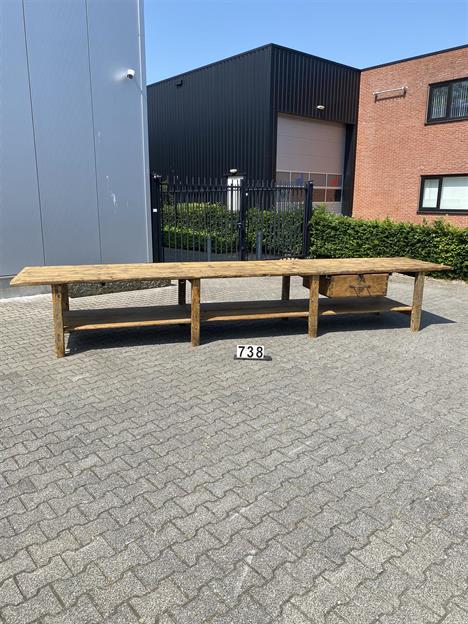 5 meter werkbank patina | Origineel vintage | Toonbank | Buitenkeuken