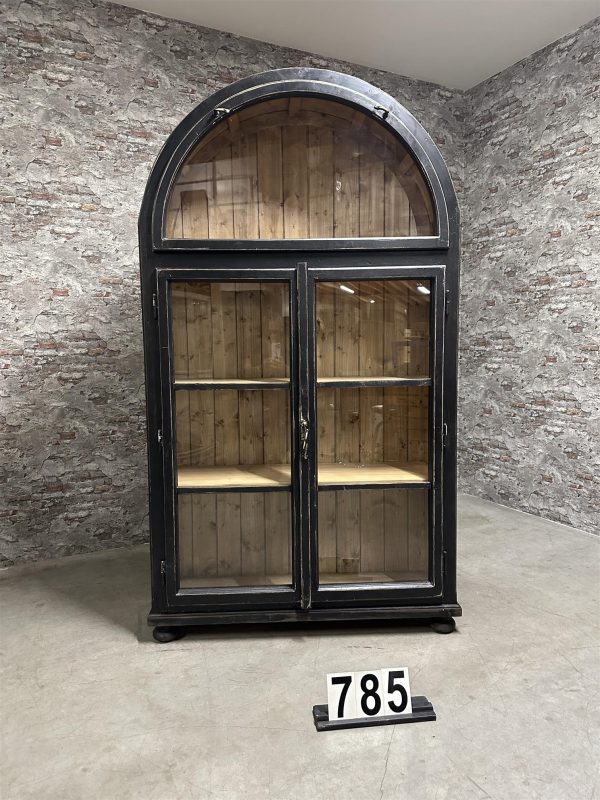 Industrial black display cabinet with old factory windows 785