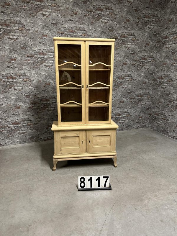 Antique pine display cabinet 8117