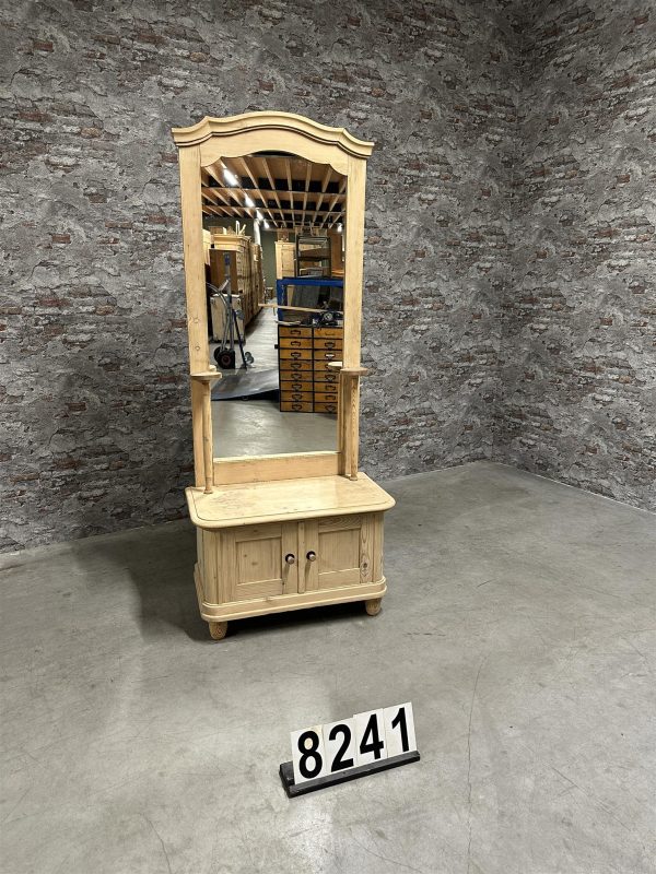 Antique pine make-up table | Cupboard with mirror 8241