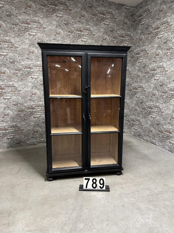 Industrial vintage display cabinet | glass cabinet black 789