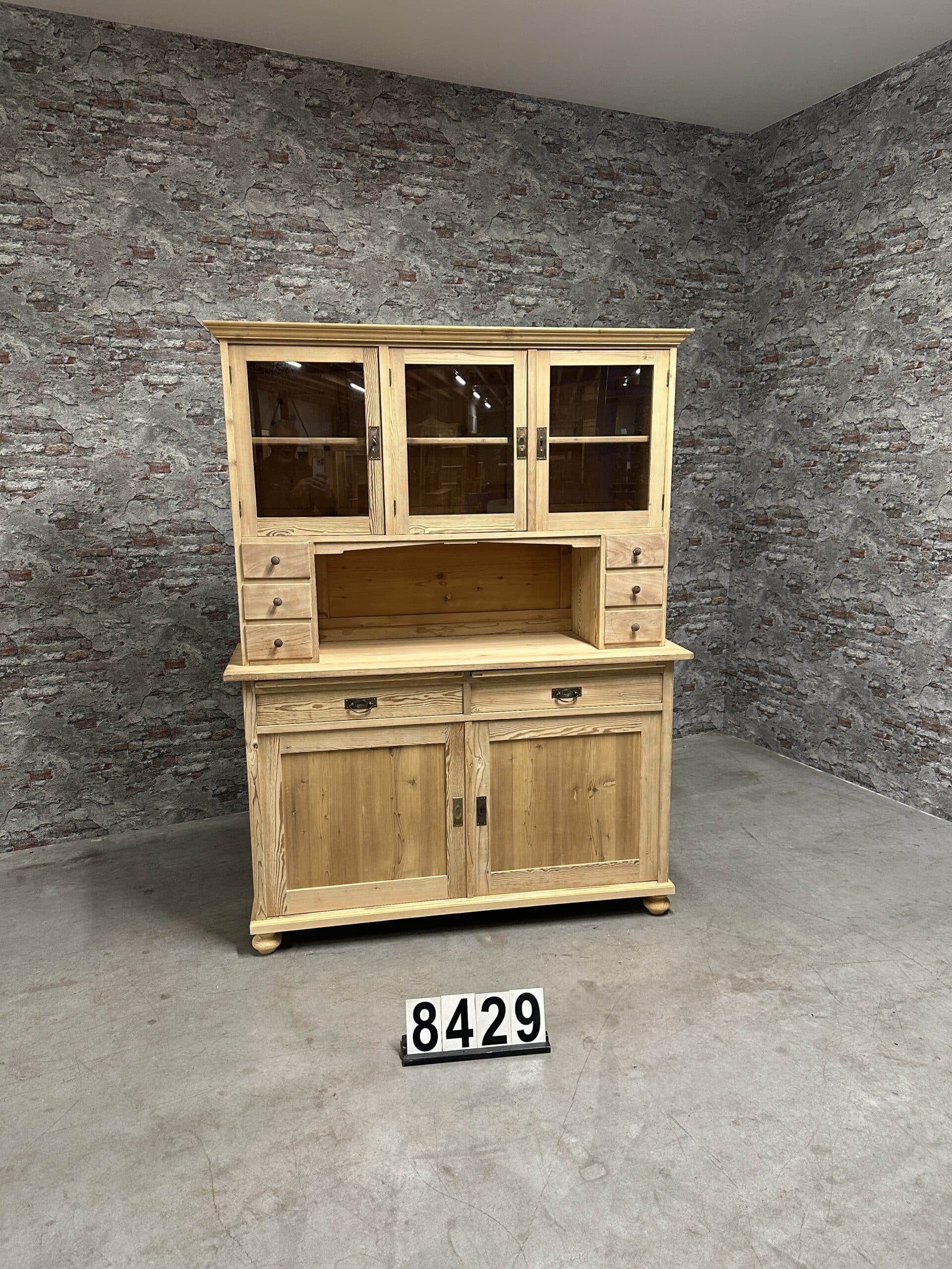 Antique pine kitchencabinet | buffetcabinet 145×50 nr.8429